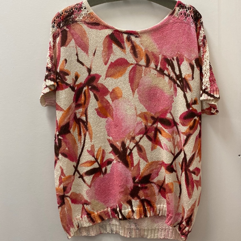 Chico’s Floral Short-Sleeve Sweater